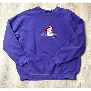 Endless Designs Sweatshirt Women's XL Purple Embroidered Cat Long Sleeve 90's